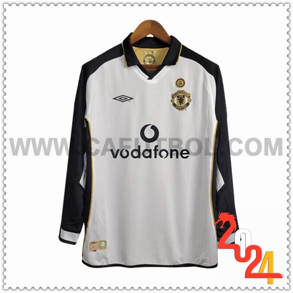 Segunda Camiseta Retro Manchester United Mangas Largas 2001/2002