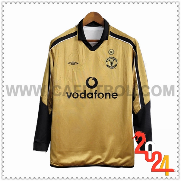 Tercero Camiseta Retro Manchester United Mangas Largas 2001/2002