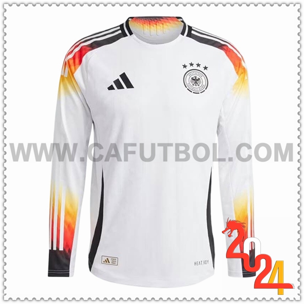 Primera Camiseta Equipo Alemania Mangas Largas Blanco 2024 2025