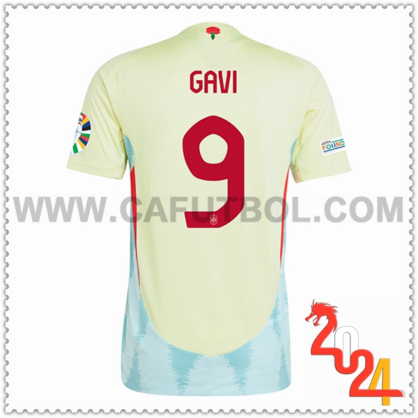 Segunda Camiseta Equipo España GAVI #9 AMARILLO 2024 2025