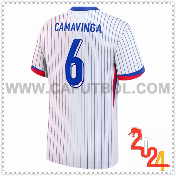 Segunda Camiseta Equipo Francia CAMAVINGA #6 Blanco 2024 2025