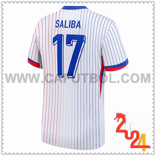 Segunda Camiseta Equipo Francia SALIBA #17 Blanco 2024 2025