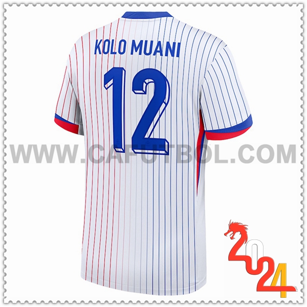 Segunda Camiseta Equipo Francia KOLO MUANI #12 Blanco 2024 2025