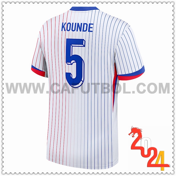 Segunda Camiseta Equipo Francia KOUNDE #5 Blanco 2024 2025