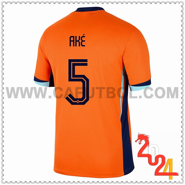 Primera Camiseta Equipo Países Bajos AKE #5 Naranja 2024 2025