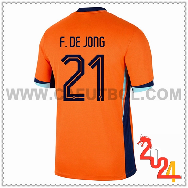 Primera Camiseta Equipo Países Bajos F.DE JONG #21 Naranja 2024 2025