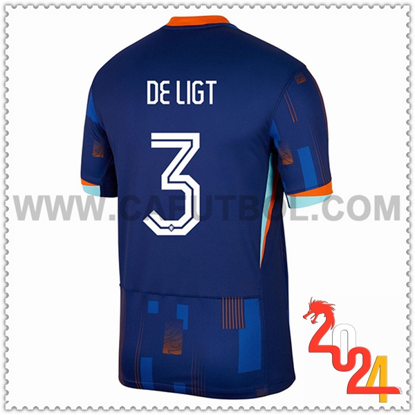 Segunda Camiseta Equipo Países Bajos DE LIGT #3 Azul marino 2024 2025