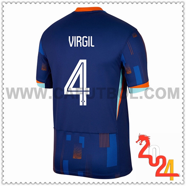 Segunda Camiseta Equipo Países Bajos VIRGIL #4 Azul marino 2024 2025