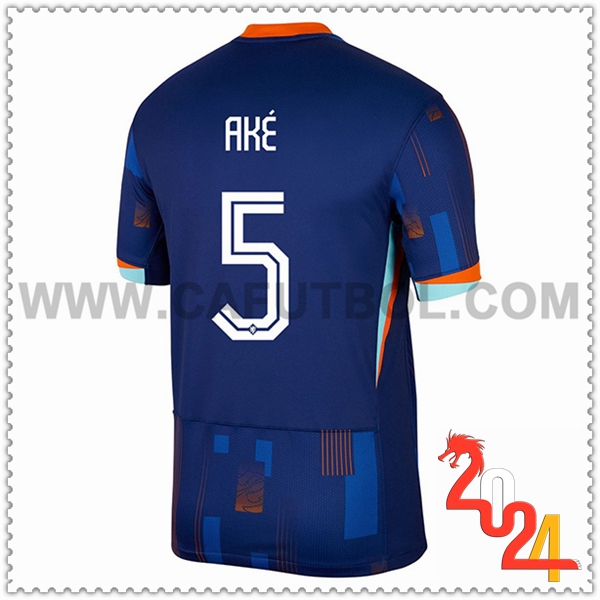 Segunda Camiseta Equipo Países Bajos AKE #5 Azul marino 2024 2025