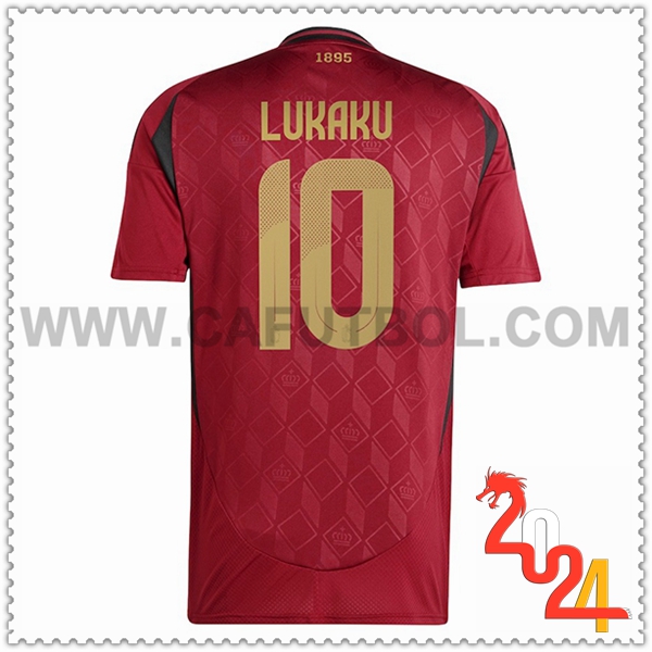 Primera Camiseta Equipo Bélgica LUKAKU #10 Rojo oscuro 2024 2025