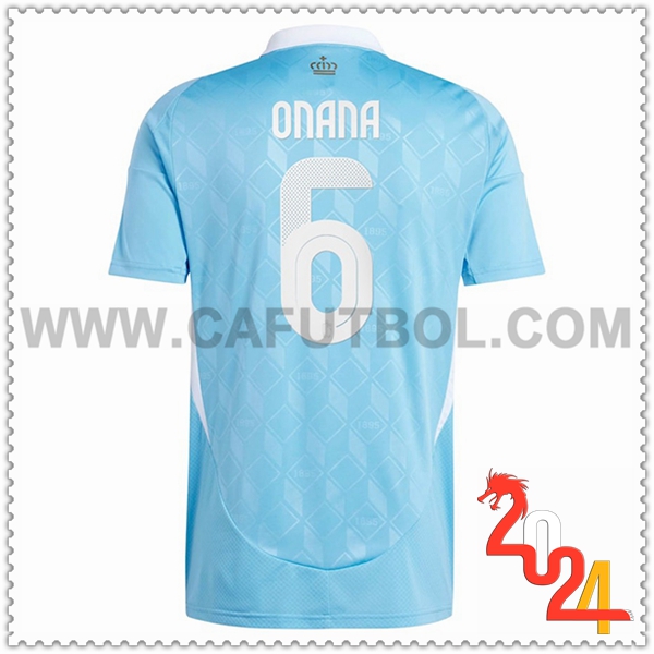 Segunda Camiseta Equipo Bélgica ONANA #6 Cielo Azul 2024 2025