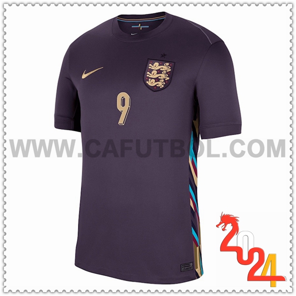 Segunda Camiseta Equipo Inglaterra KANE #9 Negro 2024 2025