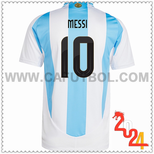 Primera Camiseta Equipo Argentina MESSI #10 Blanco Azul cielo 2024 2025