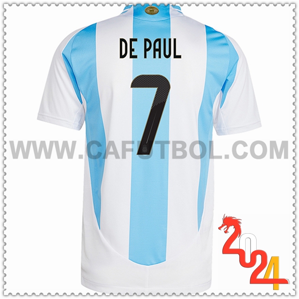 Primera Camiseta Equipo Argentina DE PAUL #7 Blanco Azul cielo 2024 2025