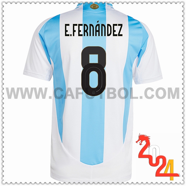 Primera Camiseta Equipo Argentina E.FERNANDEZ #8 Blanco Azul cielo 2024 2025