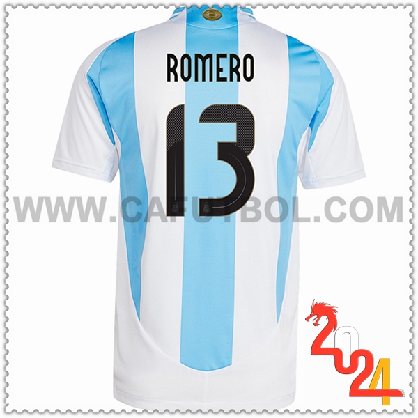 Primera Camiseta Equipo Argentina ROMERO #13 Blanco Azul cielo 2024 2025