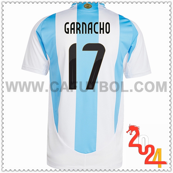 Primera Camiseta Equipo Argentina GARNACHO #17 Blanco Azul cielo 2024 2025