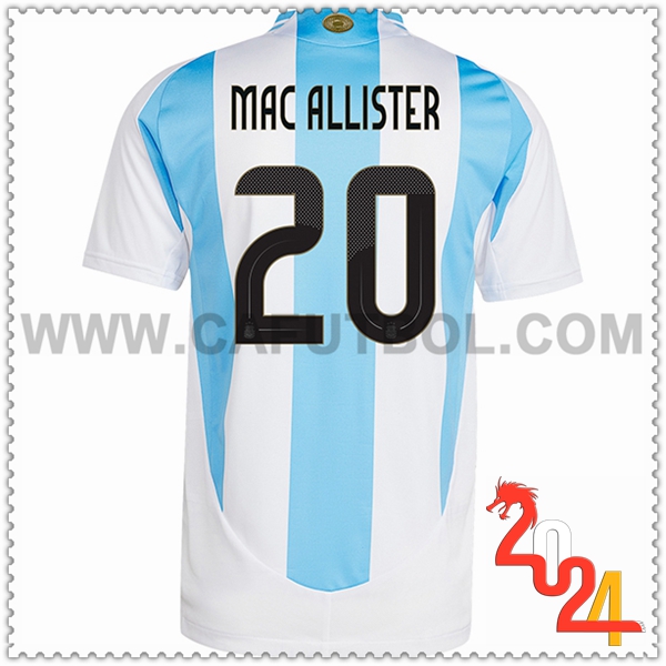 Primera Camiseta Equipo Argentina MAC ALLISTER #20 Blanco Azul cielo 2024 2025