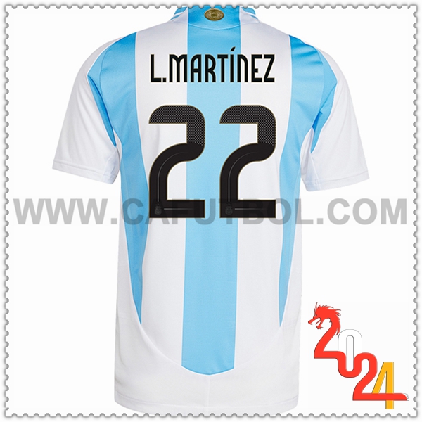 Primera Camiseta Equipo Argentina L.MARTINEZ #22 Blanco Azul cielo 2024 2025