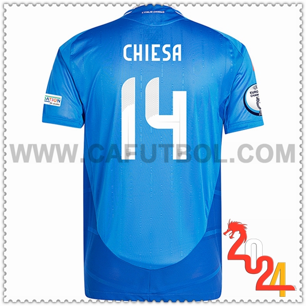 Primera Camiseta Equipo Italia CHIESA #14 Azul 2024 2025