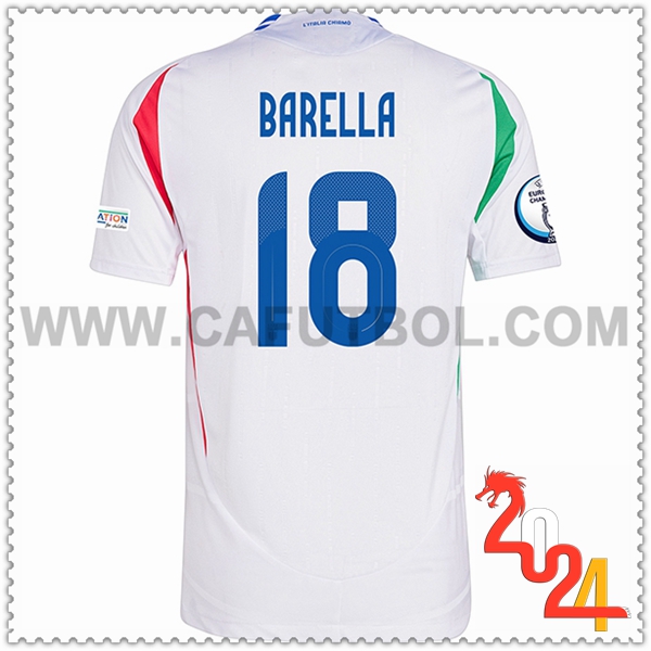 Segunda Camiseta Equipo Italia BARELLA #18 Blanco 2024 2025