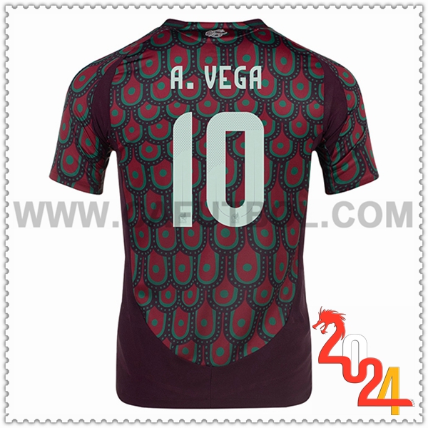 Primera Camiseta Equipo México A.VEGA #10 Rojo oscuro 2024 2025