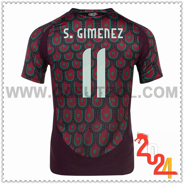 Primera Camiseta Equipo México S.GIMENEZ #11 Rojo oscuro 2024 2025