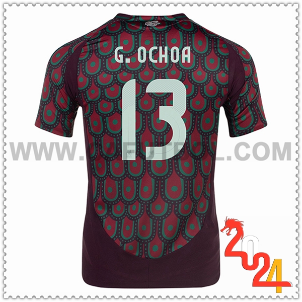 Primera Camiseta Equipo México G.OCHOA #13 Rojo oscuro 2024 2025