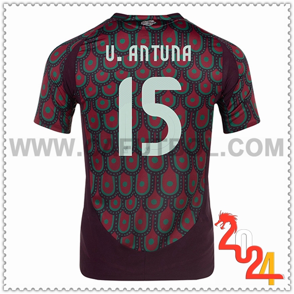 Primera Camiseta Equipo México U.ANTUNA #15 Rojo oscuro 2024 2025