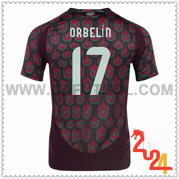 Primera Camiseta Equipo México ORBELIN #17 Rojo oscuro 2024 2025