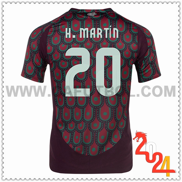 Primera Camiseta Equipo México H.MARTIN #20 Rojo oscuro 2024 2025