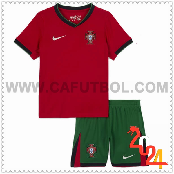 Primera Equipacion del Portugal Ninos Rojo oscuro Eurocopa 2024