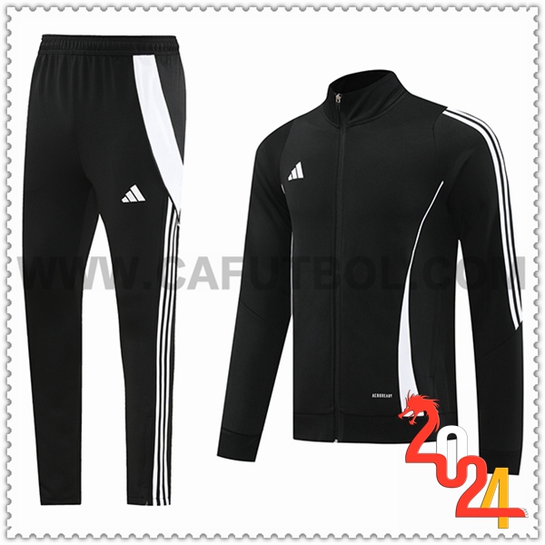 Chandal Futbol Chaquetas Adidas Negro/Blanco 2024 2025