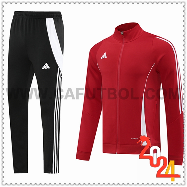 Chandal Futbol Chaquetas Adidas Rojo/Blanco/Negro 2024 2025