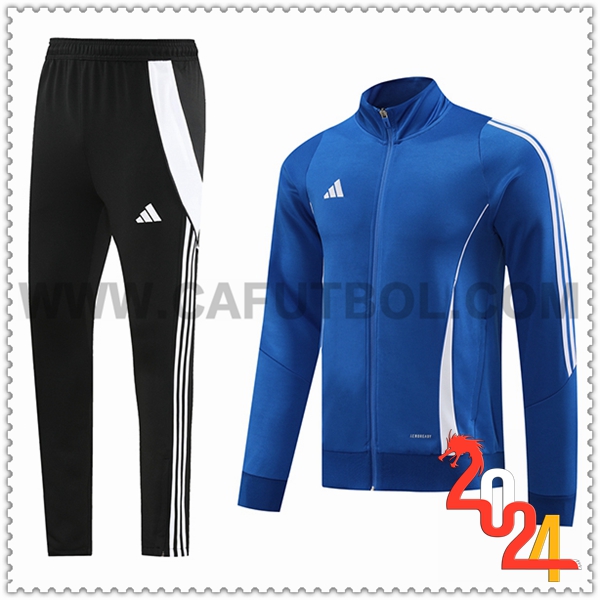 Chandal Futbol Chaquetas Adidas Azul/Blanco/Negro 2024 2025