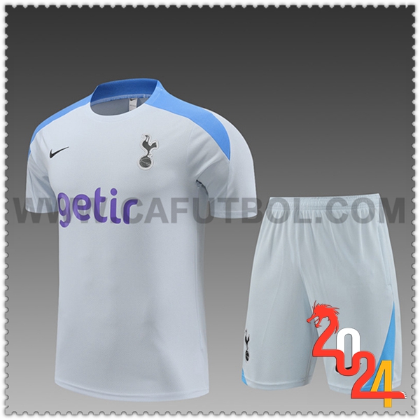 Camiseta Entrenamiento + Cortos Tottenham Hotspur Ninos Gris/Azul 2024 2025