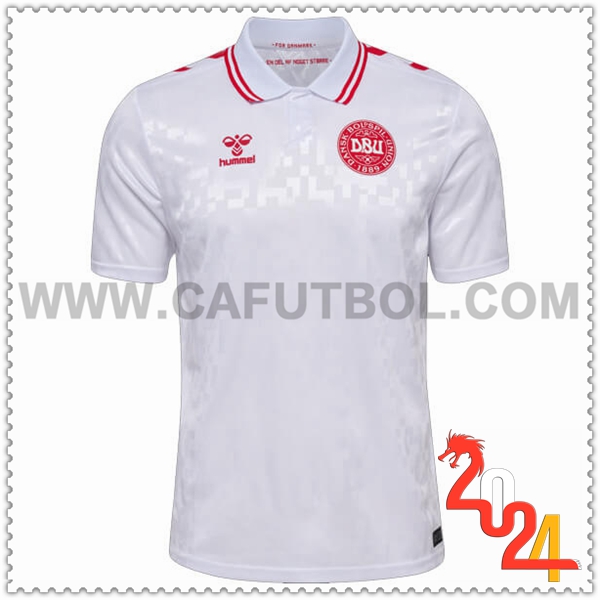 Segunda Camiseta Futbol Dinamarca Blanco Eurocopa 2024