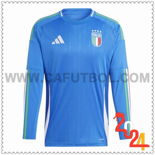 Primera Camiseta Futbol Italia Mangas Largas Azul Eurocopa 2024