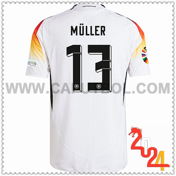 Primera Camiseta Futbol Alemania MULLER #13 Blanco Eurocopa 2024