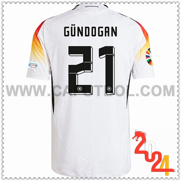 Primera Camiseta Futbol Alemania GUNDOGAN #21 Blanco Eurocopa 2024