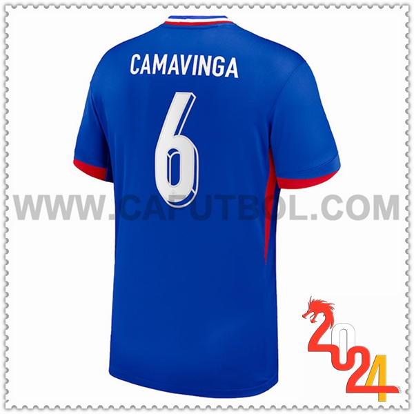 Primera Camiseta Futbol Francia CAMAVINGA #6 Azul Eurocopa 2024
