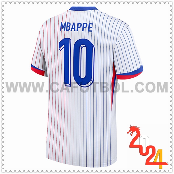 Segunda Camiseta Futbol Francia MBAPPE #10 Blanco Eurocopa 2024