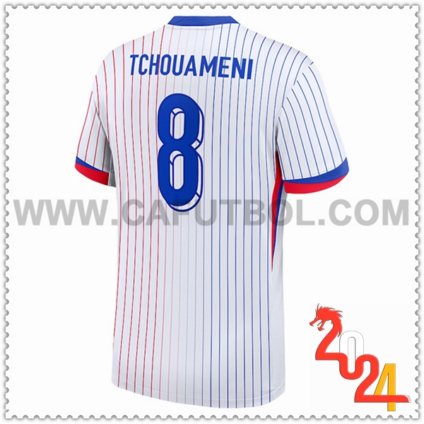 Segunda Camiseta Futbol Francia TCHOUAMENI #8 Blanco Eurocopa 2024