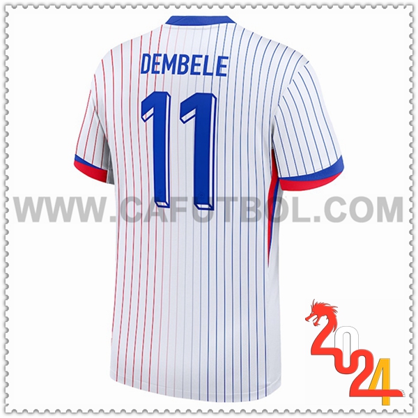 Segunda Camiseta Futbol Francia DEMBELE #11 Blanco Eurocopa 2024