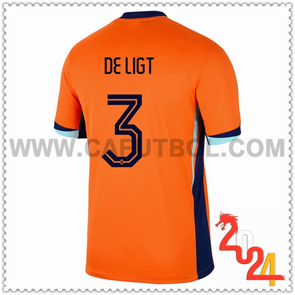 Primera Camiseta Futbol Países Bajos DE LIGT #3 Naranja Eurocopa 2024