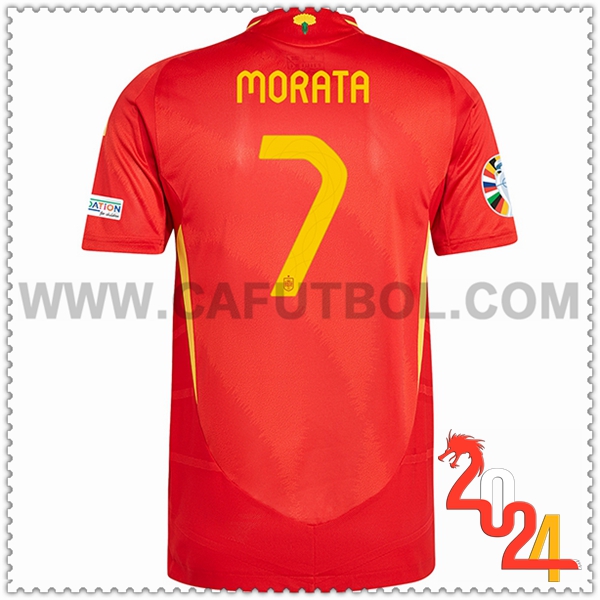 Primera Camiseta Futbol España MORATA #7 Rojo Eurocopa 2024