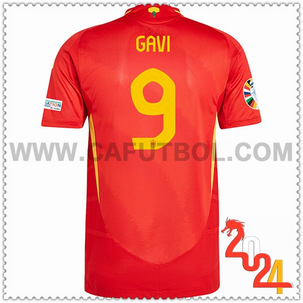 Primera Camiseta Futbol España GAVI #9 Rojo Eurocopa 2024