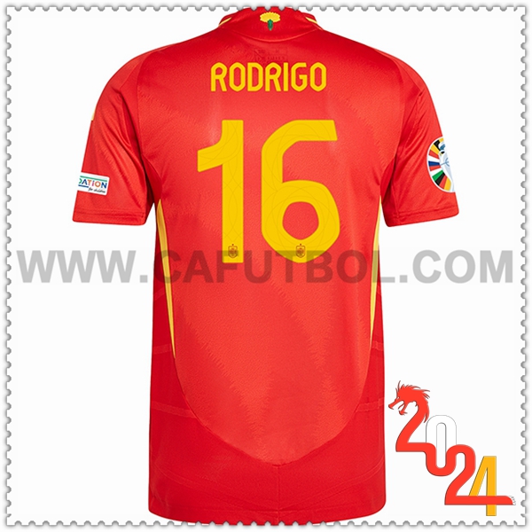 Primera Camiseta Futbol España RODRIGO #16 Rojo Eurocopa 2024