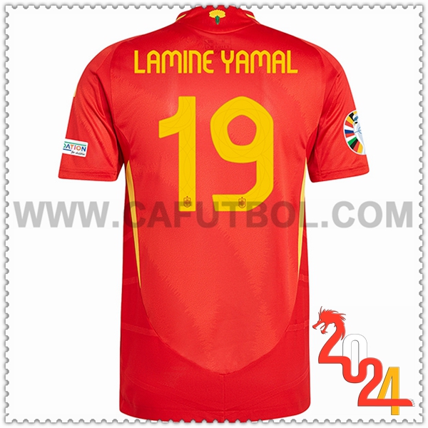 Primera Camiseta Futbol España LAMINE YAMAL #19 Rojo Eurocopa 2024
