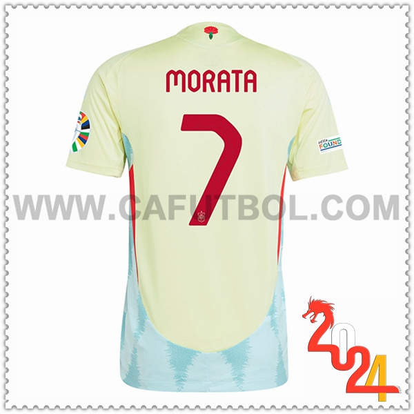 Segunda Camiseta Futbol España MORATA #7 AMARILLO Eurocopa 2024